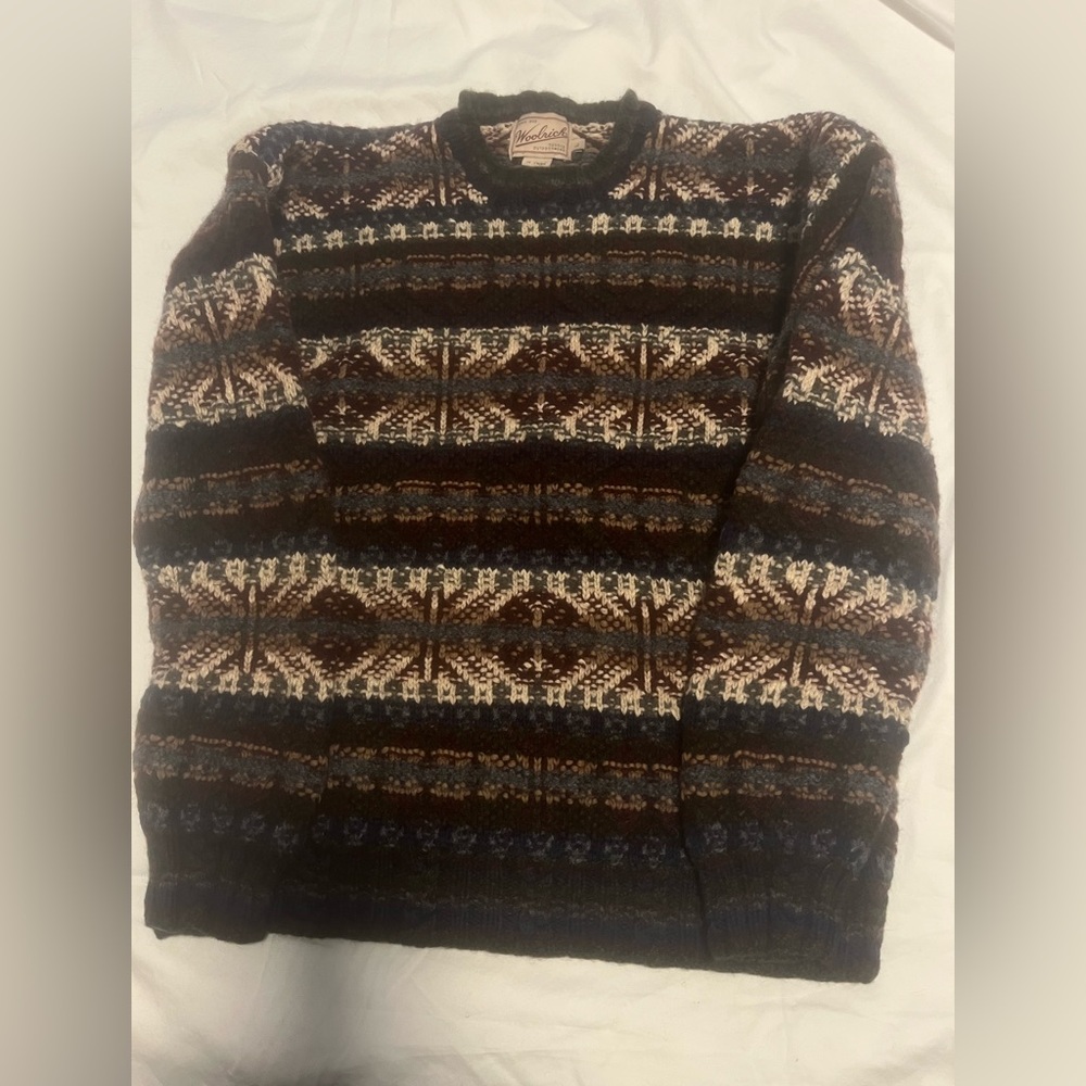 Woolrich Men”s Vintage Handknit  Wool Blend Multicolor  Ski Sweater Size L - Picture 5 of 10